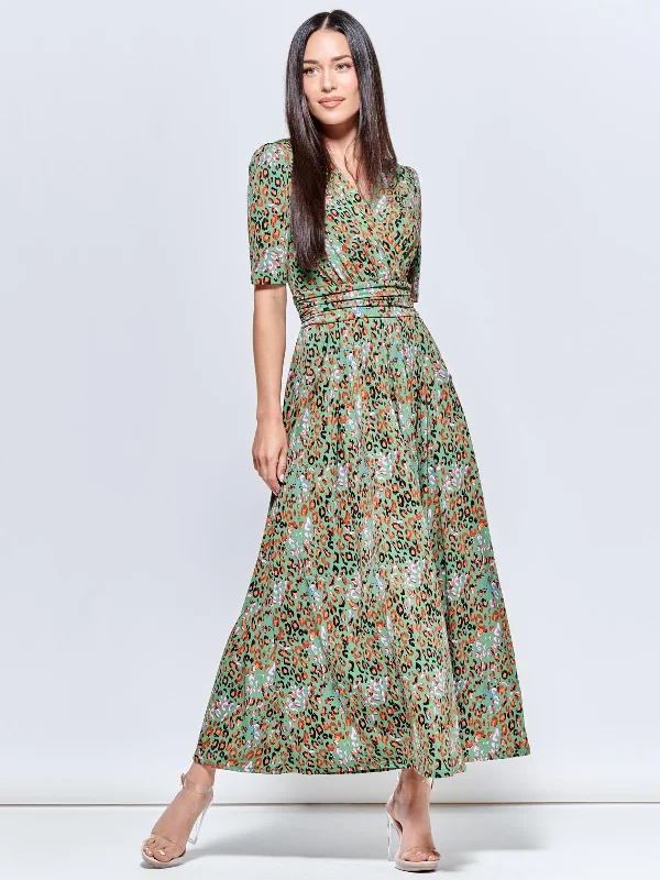 Saniya Print Jersey Maxi Dress, Green Animal